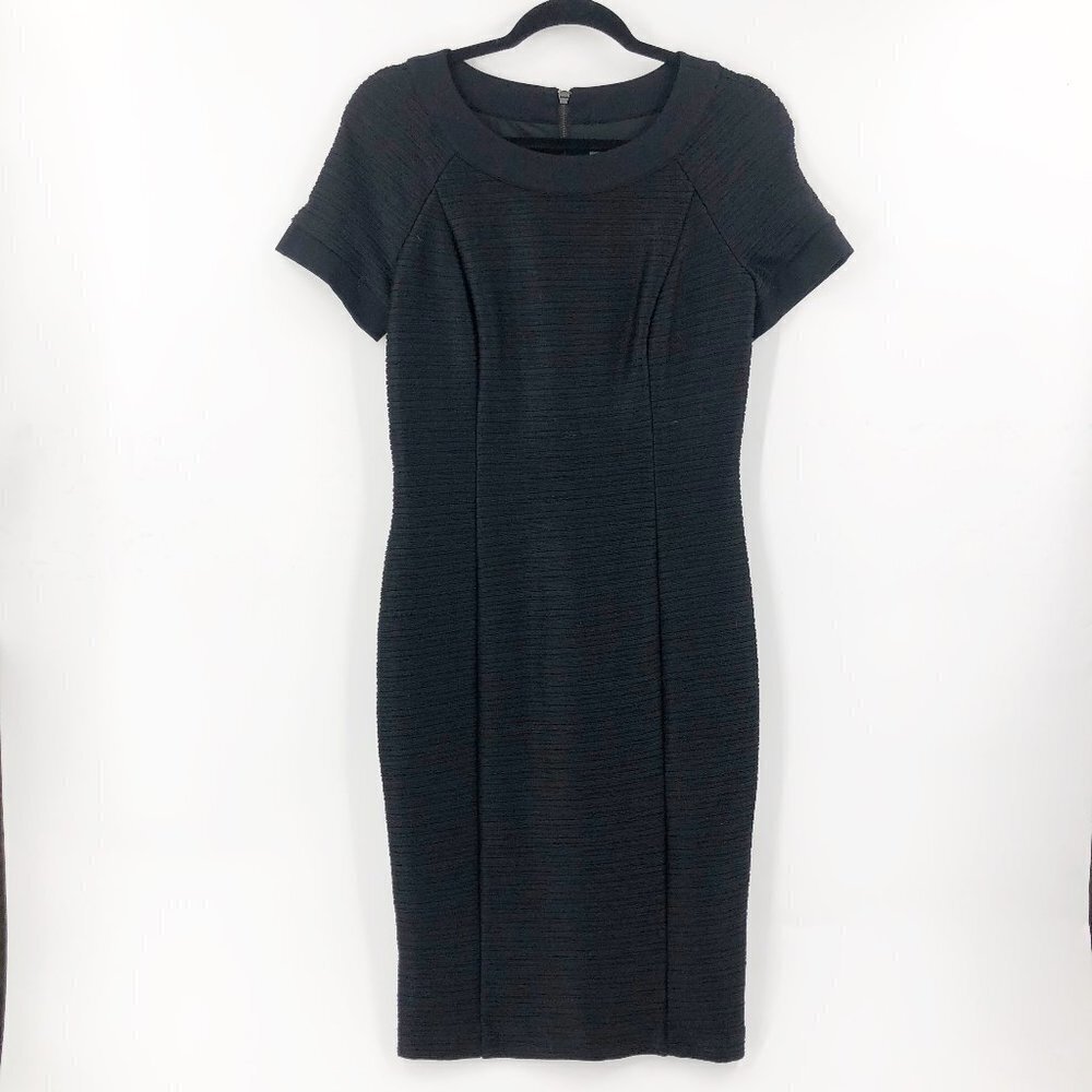 ✅ MAEVE BLACK TEXTURED SHEATH DRESS SIZE 8‎